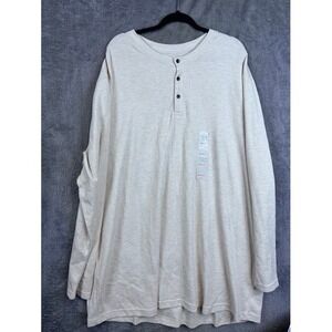 St John's Bay Mens 4XLT Oatmeal Heather‎ Long Sleeve Henley Shirt
